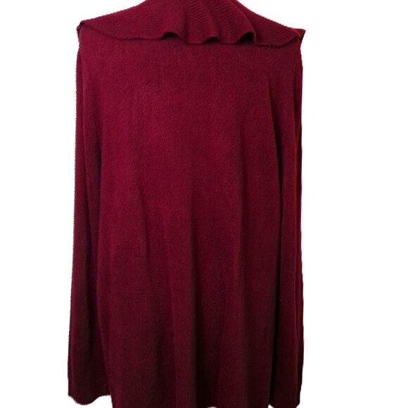 Cardigan Sweater XXL Karen Scott burgundy knit long sleeve top open front - Picture 5 of 6